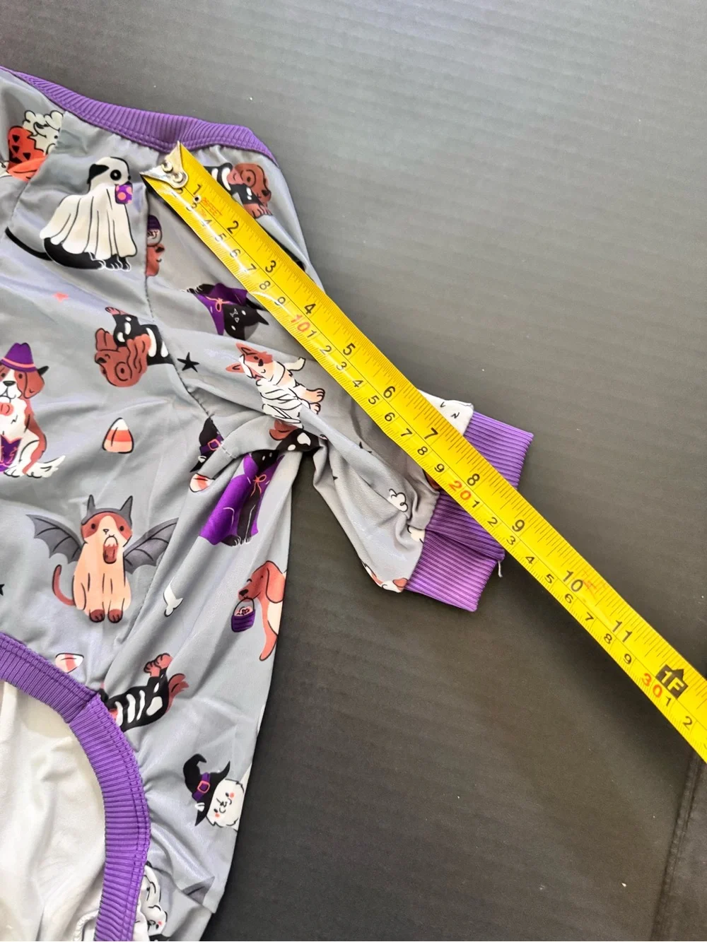 BN sz M dog pajama/costume Halloween Gray and Purple Pumpkin